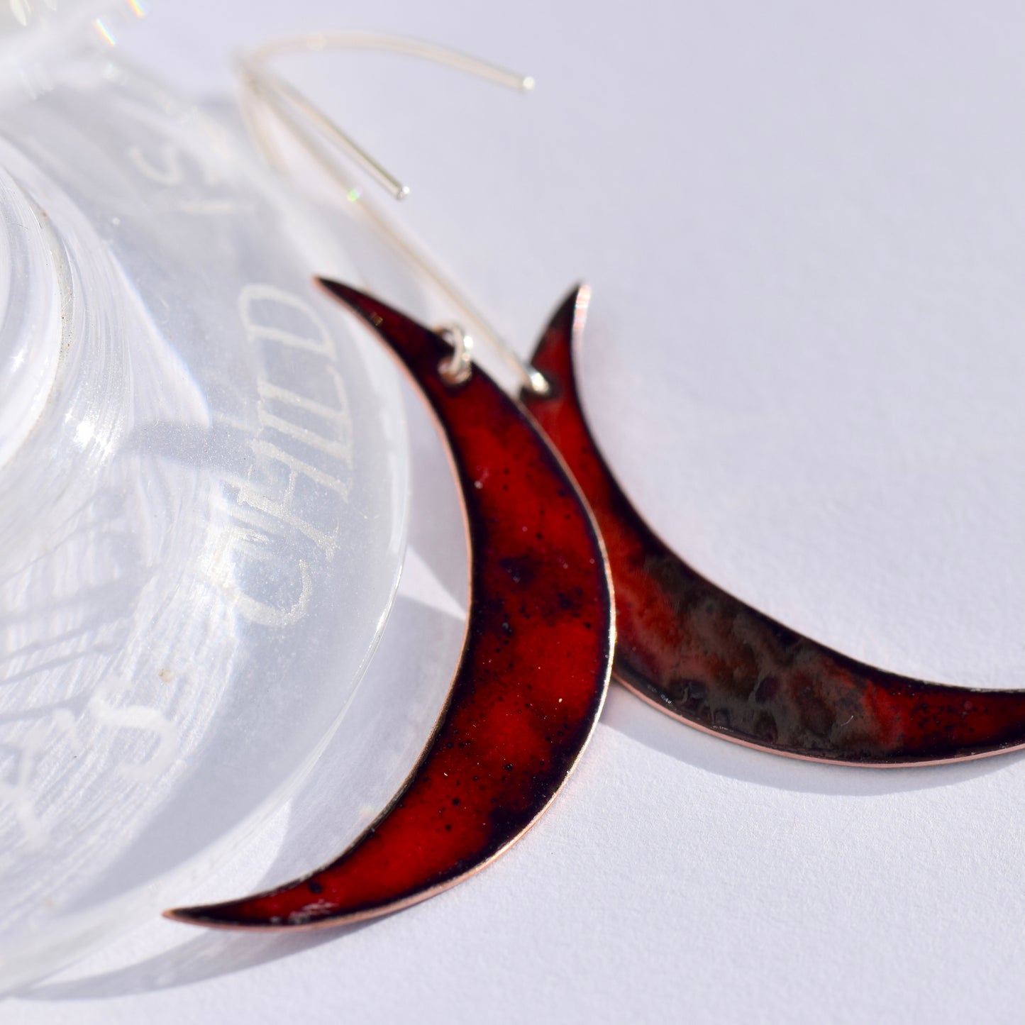 Large Red Crescent moon dangles