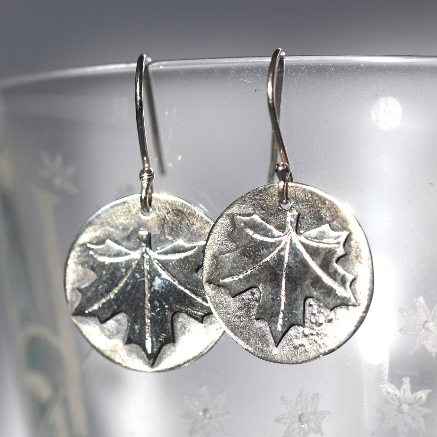 Maple Leaf Earrings in Silver