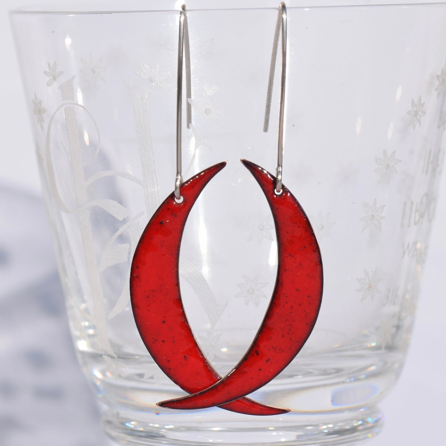 Large Red Crescent moon dangles
