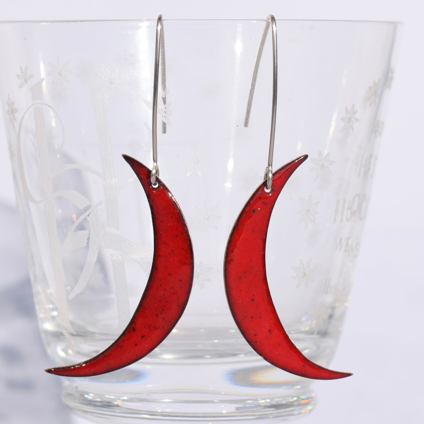 Large Red Crescent moon dangles