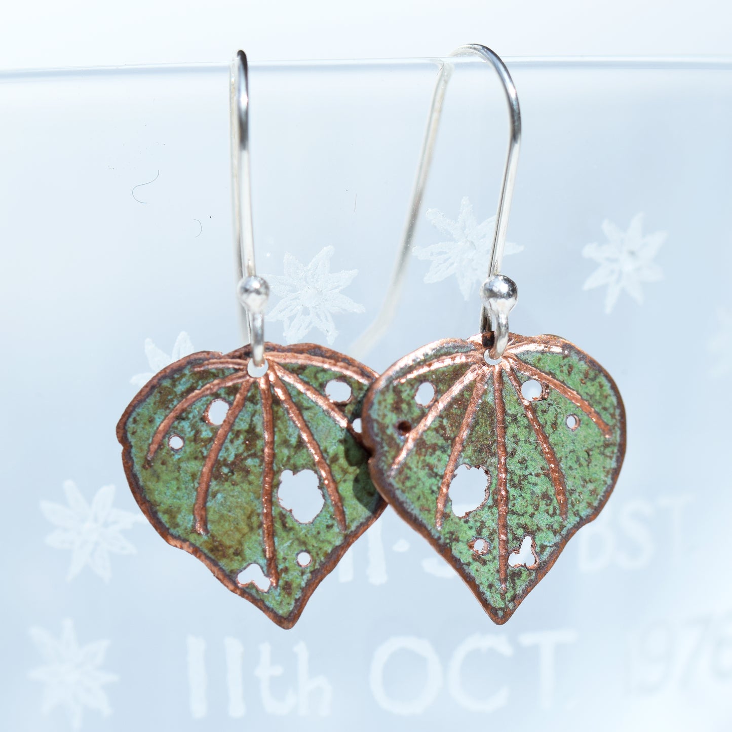 Small kawakawa leaf earrings (16mm) silver or copper