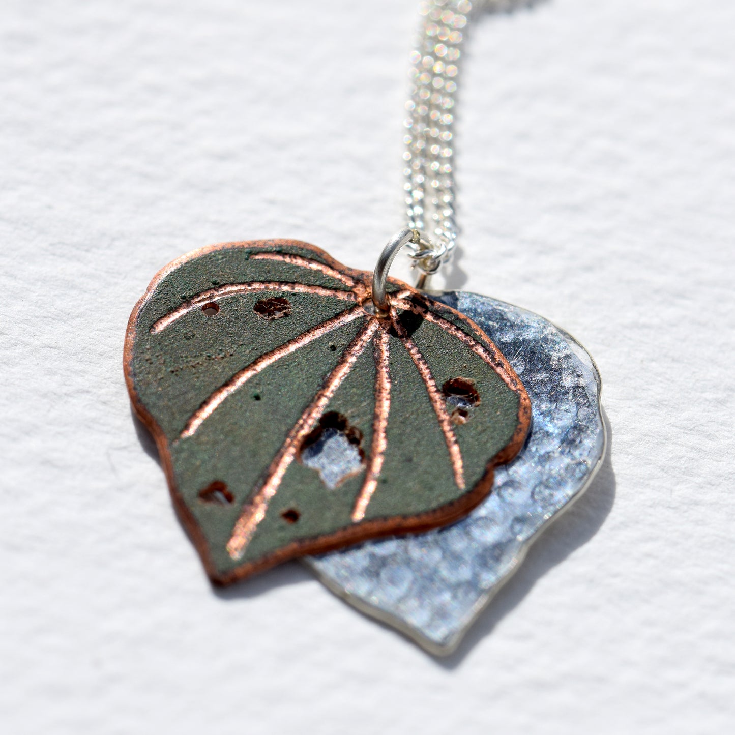 Double Kawakawa pendant Sterling silver and Copper