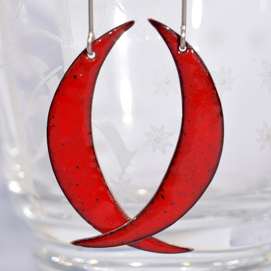 Large Red Crescent moon dangles
