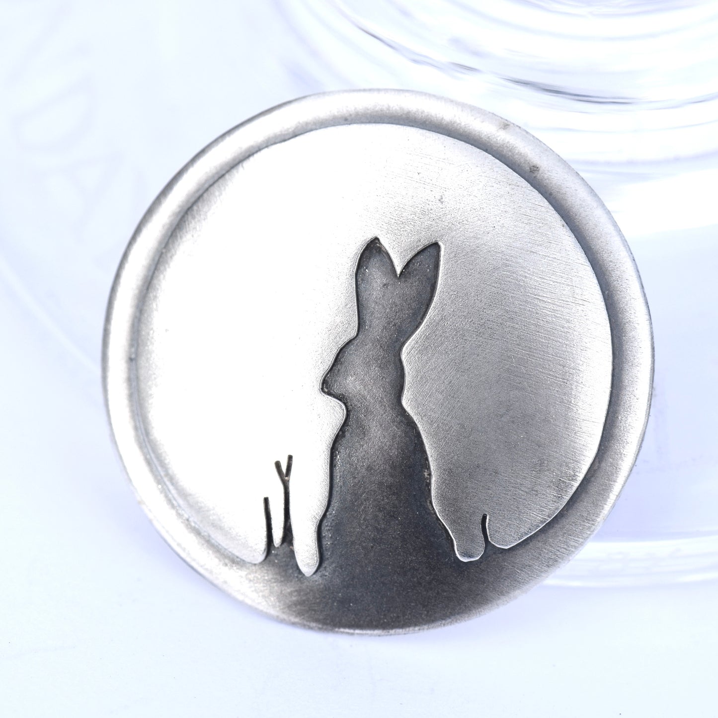 Hare in Moon Brooch