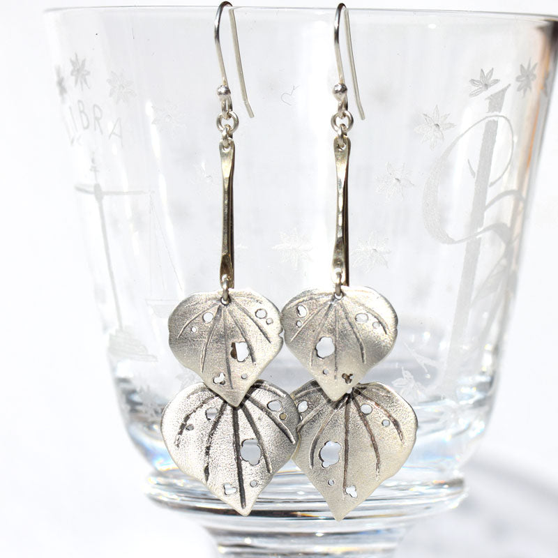 Sterling silver double kawakawa earrings