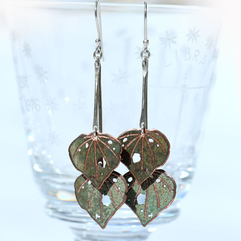 Double copper kawakawa earrings