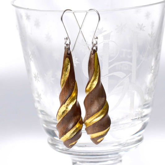 Spiral walnut earrings
