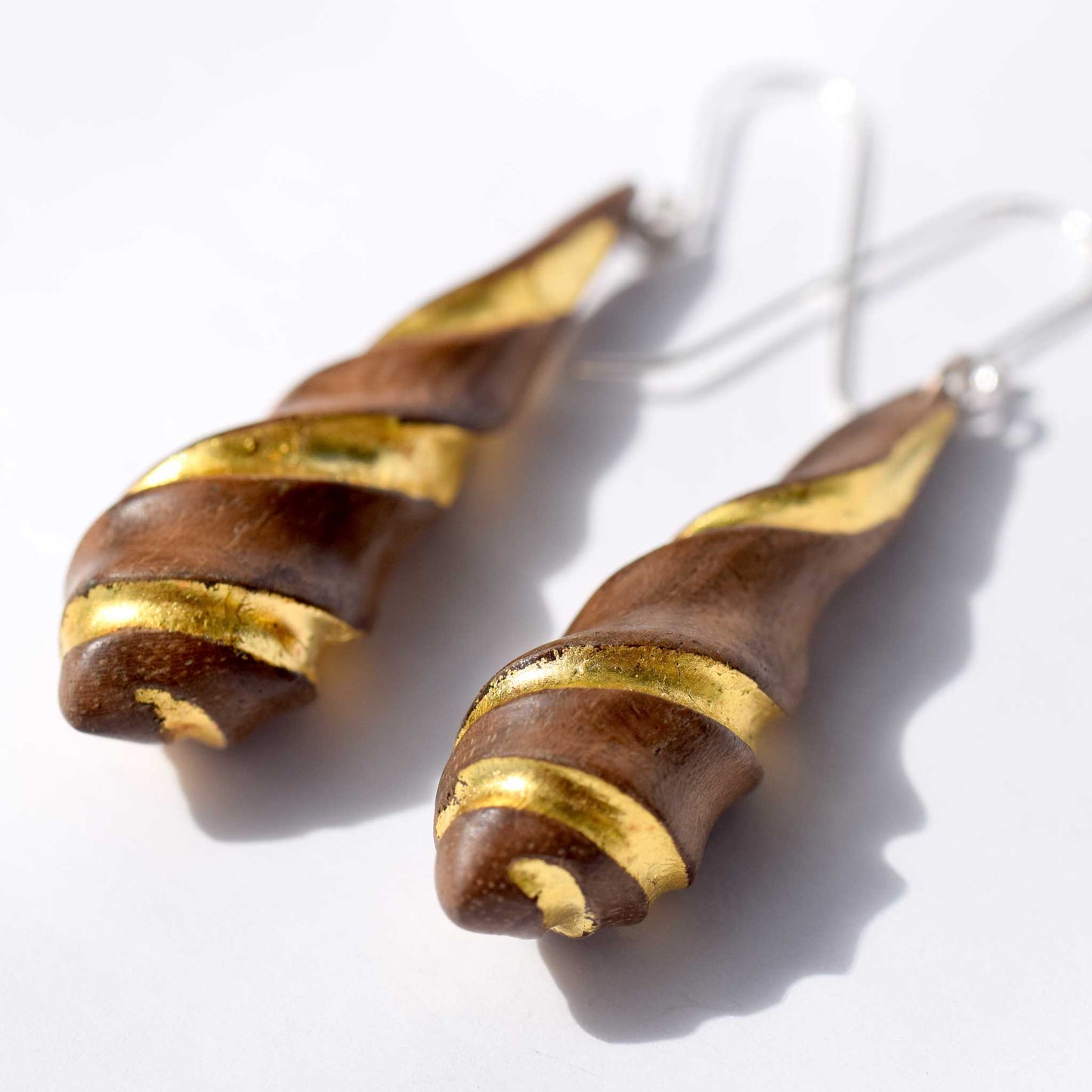 Spiral walnut earrings